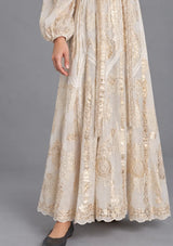 ibBan Floral Lurex Cotton Long Dress - Mavi