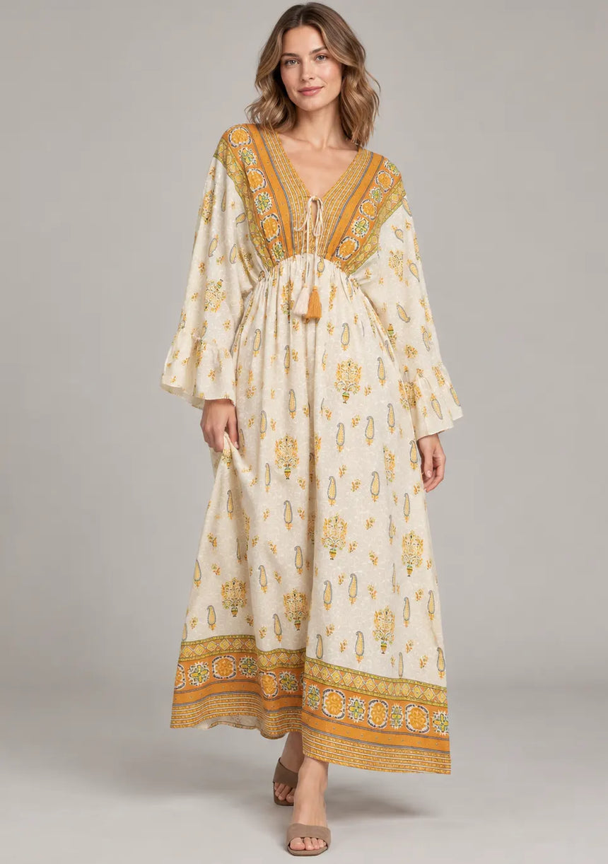 Ibban Summer Cotton Hand-Embroidered Long Dress -Daisey