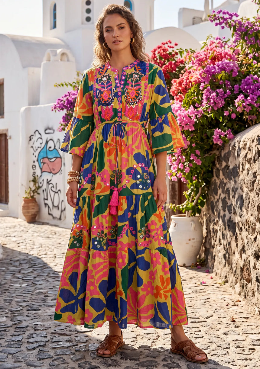 ibBan Multicolour Printed Cotton Long Tunic - Zohal