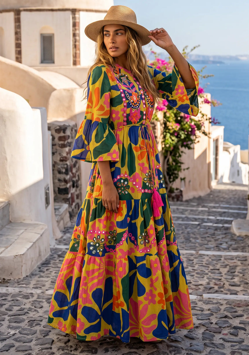 ibBan Multicolour Printed Cotton Long Tunic - Zohal