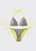 Conjunto de bikini rosa estampado para mujer con tirantes ajustables - Siena