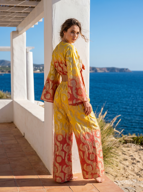 ibBan Lurex Cotton Pant & Blouse Set with Hand Embroidery -Kunama Pant Blouse