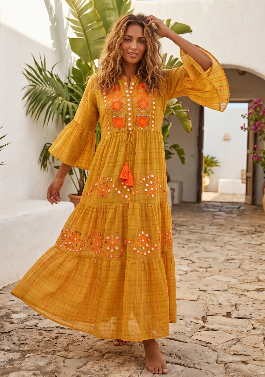 ibBan Premium Cotton Hand Embroidered Long Tunic Dress | Women's Boho  Dress - Yamba Tunic