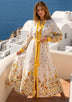 ibBan Printed Cotton Maxi Dress with Hand Embroidery | Luxury Resort Wear - Aizal long dress