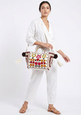 ibBan Women's Hand Embroidered Tote Bag - Zaina | Artisan Canvas Handbag