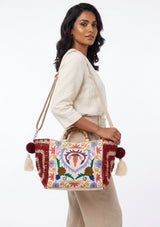 ibBan Women's Hand Embroidered Tote Bag - Ziva | Artisan Canvas Handbag