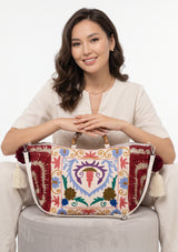 ibBan Women's Hand Embroidered Tote Bag - Ziva | Artisan Canvas Handbag