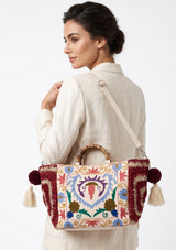 ibBan Women's Hand Embroidered Tote Bag - Ziva | Artisan Canvas Handbag