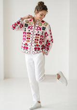 ibBan Women's Hand Embroidered Cotton Canvas Jacket - Zaina | Artisan Boho