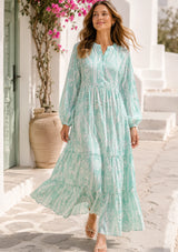 Maxivestido de algodón con cuello en V para mujer - Asheer