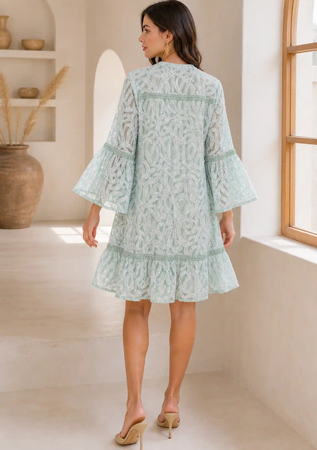 Minivestido de algodón con cuello en V para mujer - Hazal
