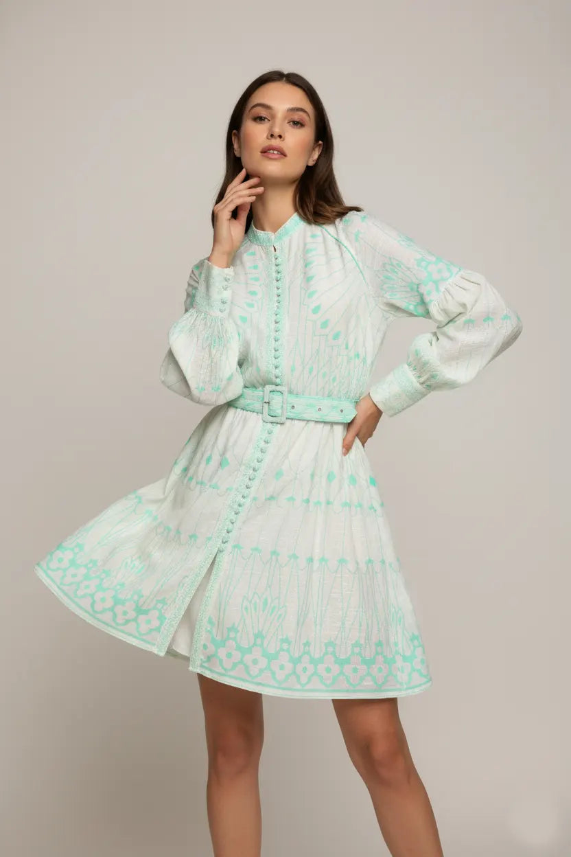 ibBan Cotton Short Dress with Hand Embroidery - Meerab Short Dress