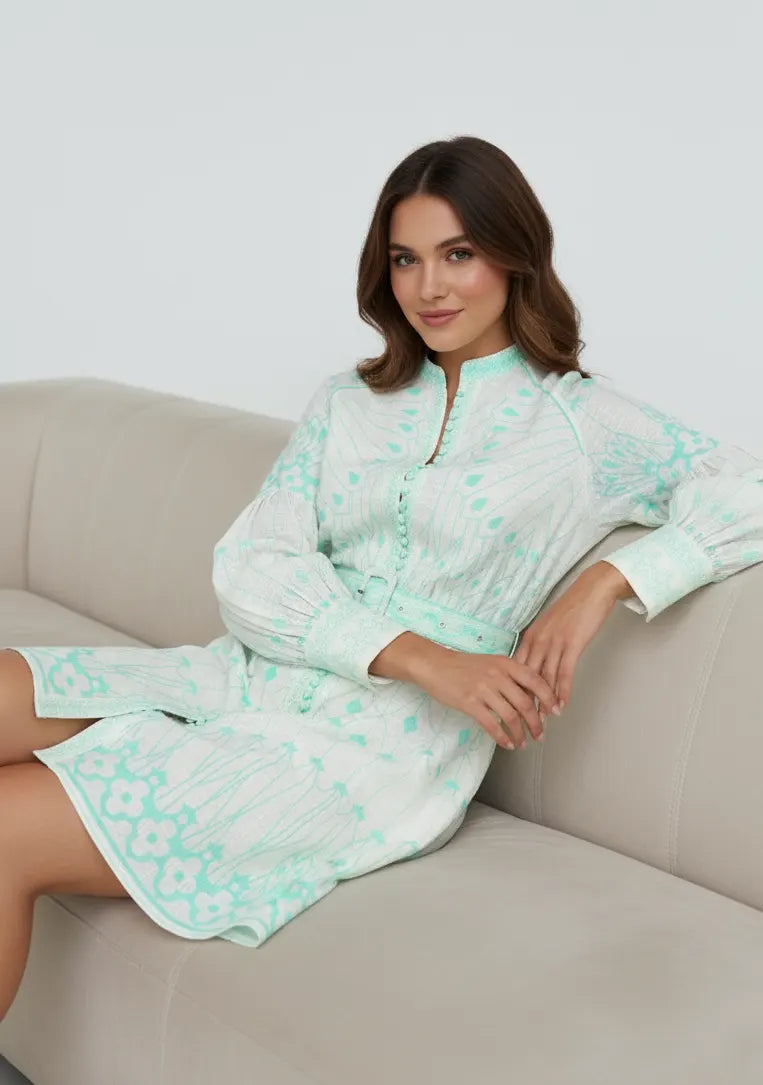 ibBan Cotton Short Dress with Hand Embroidery - Meerab Short Dress