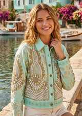 ibBan Hand Embroidered Jacket | Luxury Beaded Cotton Canvas Organza Jacket - Vidha