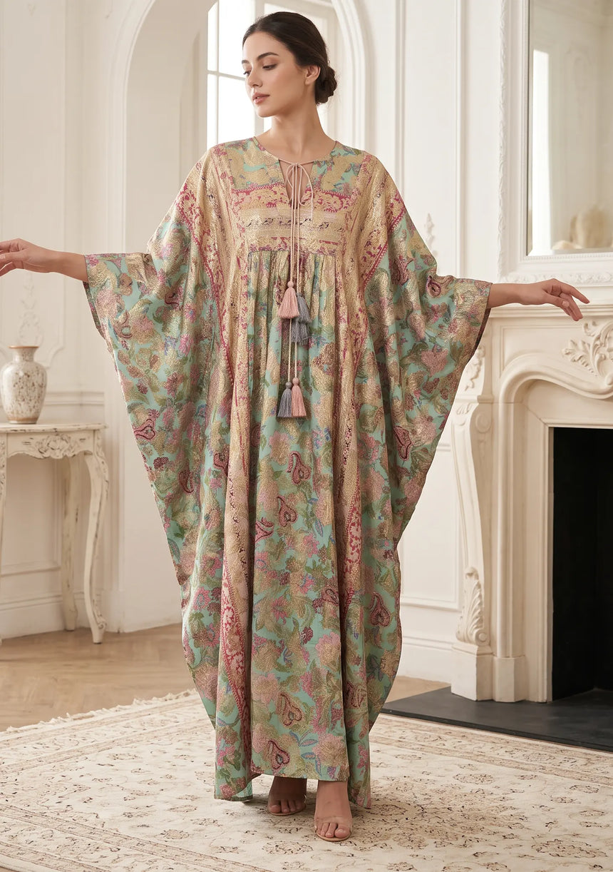 ibBan Premium Lurex Kaftan Dress with Hand Embroidery -Kamla Kaftan