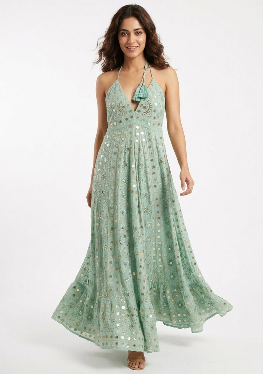 Vestido largo de algodón para mujer - Nuria