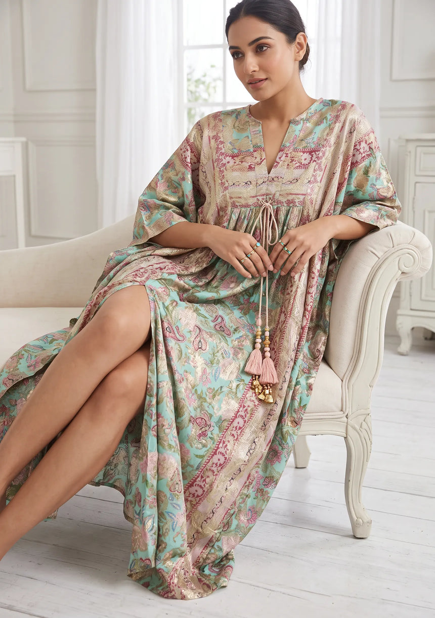 ibBan Premium Lurex Kaftan Dress with Hand Embroidery -Kamla Kaftan