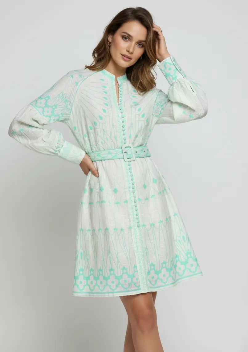 ibBan Cotton Short Dress with Hand Embroidery - Meerab Short Dress