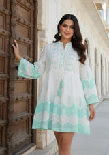ibBan Cotton Short Tunic with Hand Embroidery-Hira Short Tunic