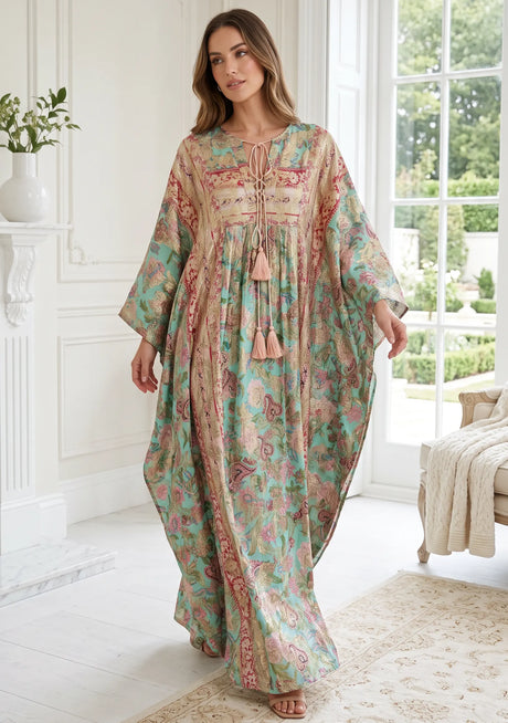 ibBan Premium Lurex Kaftan Dress with Hand Embroidery -Kamla Kaftan