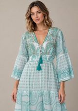 ibBan Vestido Largo Mayra para Mujer | 100% Algodón | Bordado a mano | Talla única