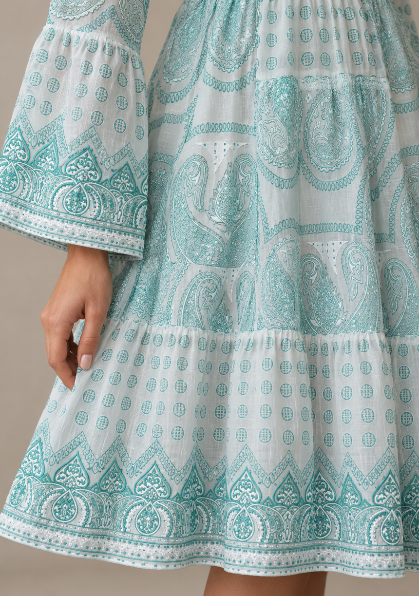 ibBan Vestido Largo Mayra para Mujer | 100% Algodón | Bordado a mano | Talla única