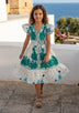 Robe en coton imprimé col en V pour fille - Yamira