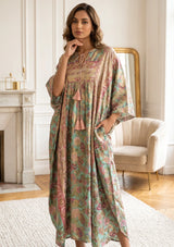 ibBan Premium Lurex Kaftan Dress with Hand Embroidery -Kamla Kaftan