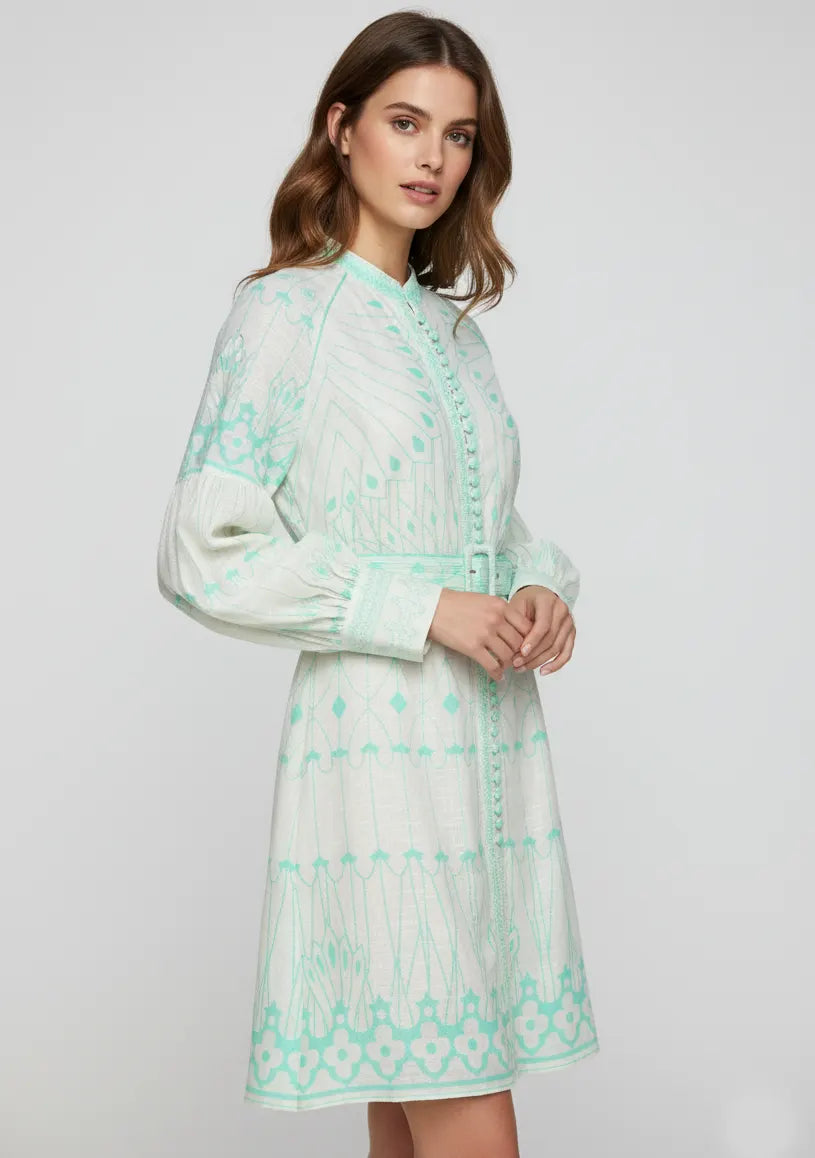 ibBan Cotton Short Dress with Hand Embroidery - Meerab Short Dress