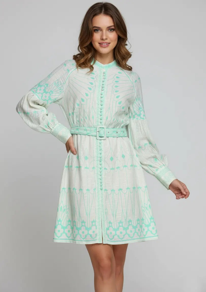 ibBan Cotton Short Dress with Hand Embroidery - Meerab Short Dress