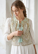 ibBan Hand Embroidered Vest | Luxury Beaded Sleeveless Vest - Vidha