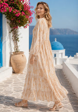 Maxivestido de algodón con cuello en V para mujer - Asheer