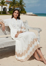 ibBan Cotton Long Tunic Dress with Hand Embroidery - Hira Long Tunic