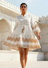 ibBan Cotton Short Tunic with Hand Embroidery-Hira Short Tunic