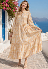 Maxivestido de algodón con cuello en V para mujer - Asheer