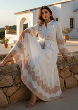 ibBan Cotton Long Tunic Dress with Hand Embroidery - Hira Long Tunic