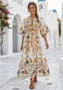Women's Hand Embroidered Luxury Cotton Long Dress Round Tie-Up Neck - Ashira