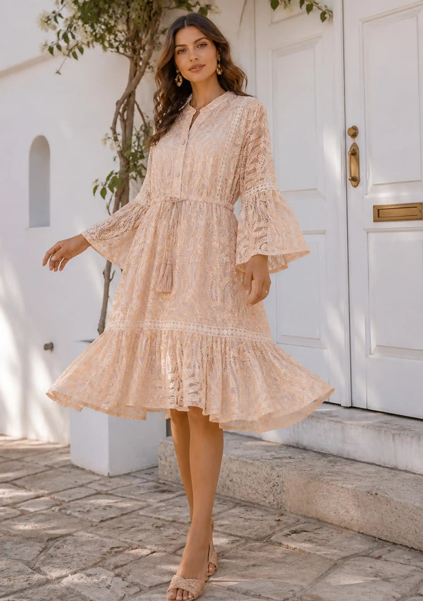 Women's Cotton Mini Dress V-Neck - Hazal