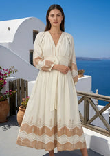 IbBan Women's Cotton Embroidered Long Dress | ibBan Luxury Resort Wear - Hira