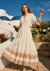 IbBan Women's Cotton Embroidered Long Dress | ibBan Luxury Resort Wear - Hira