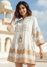 ibBan Cotton Short Tunic with Hand Embroidery-Hira Short Tunic