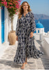 Maxivestido de algodón con cuello en V para mujer - Asheer