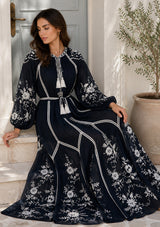 Vestido largo de algodón con cuello redondo para mujer - Bisma