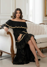 Vestido maxi de algodón bordado a mano de manga larga para mujer - Umida