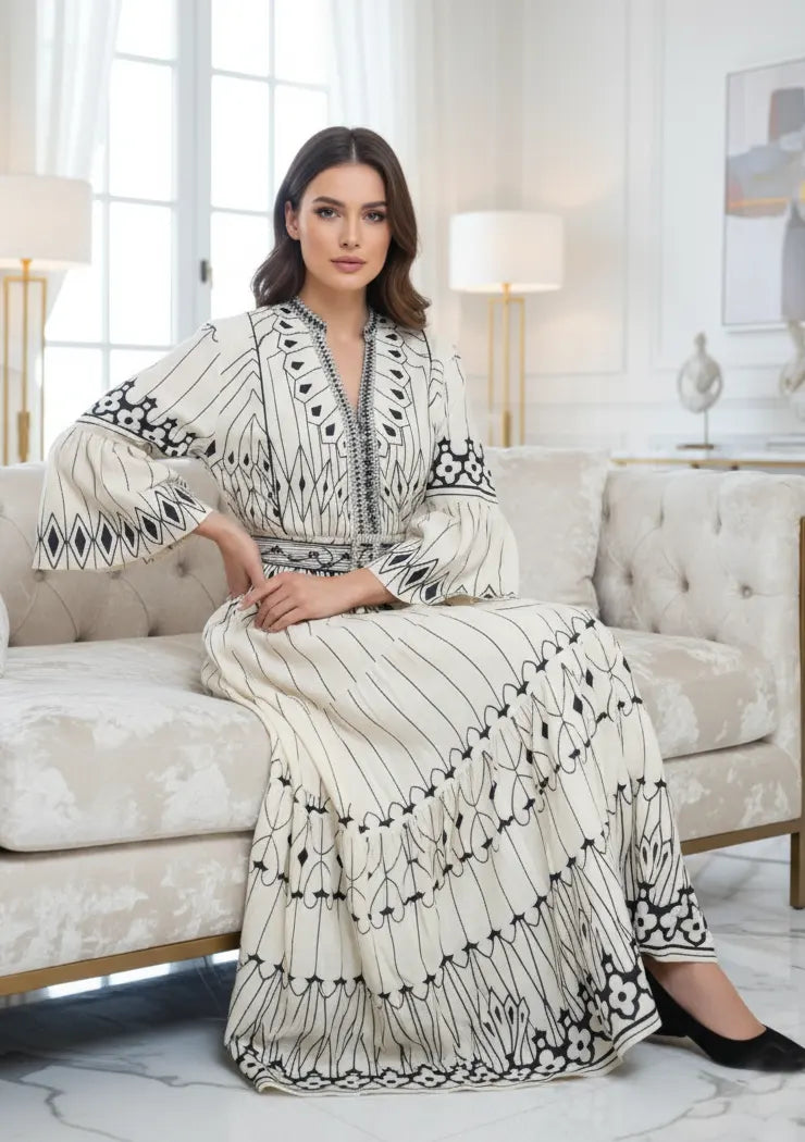 ibBan Cotton Long Tunic Dress with Hand Embroidery - Meerab Long Tunic