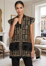 ibBan Women's Luxury Hand Embroidered Winter Vest Coat - Isobel