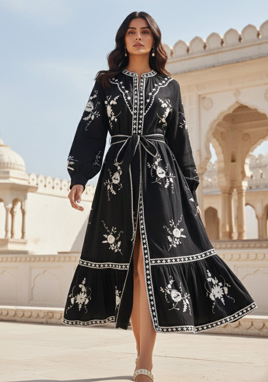 Vestido largo de algodón para mujer - Bisma