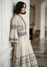 ibBan Cotton Long Tunic Dress with Hand Embroidery - Meerab Long Tunic