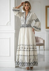ibBan Cotton Long Tunic Dress with Hand Embroidery - Meerab Long Tunic