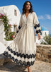 IbBan Women's Cotton Embroidered Long Dress | ibBan Luxury Resort Wear - Hira
